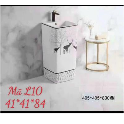 CHẬU LAVABO TRỤ CHỮ NHẬT LIỀN KHỐI HÌNH HƯƠU GROVES GRL L10 (41x41x84)