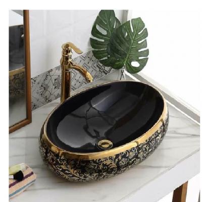 Chậu ELIP đen hoa văn vàng