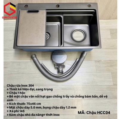 Chậu rửa Inox 304 GROVES – G_HCC04 (75x45-nano)
