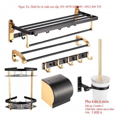 Phụ kiện 6 món nhôm đen ánh vàng