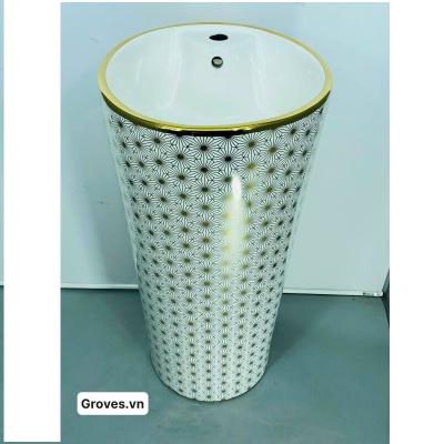 Chậu lavaobo tròn hoa vàng GROVES GRL24