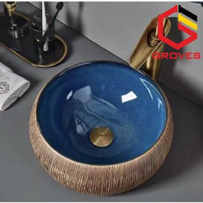 Chậu rửa mặt, Lavabo dương bàn men ngọc vân gỗ sần D41 cm