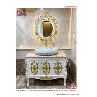 Bộ Tủ Chậu Lavabo Tân Cổ Điển Ngọc Tú CD-10-3 Dát Vàng Cao Cấps