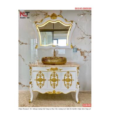 Bộ Tủ Chậu Lavabo Tân Cổ Điển CD-12-1 – Đẳng Cấp Hoàng Gia Cho Phòng Tắm Thượng Lưu
