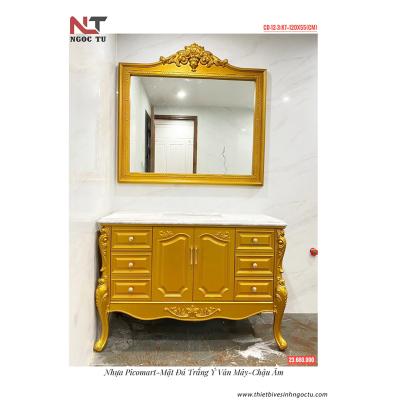 Bộ Tủ Chậu Lavabo Tân Cổ Điển CD-12-3 - Khẳng Định Vị Thế Thượng Lưu Với Sắc Vàng Hoàng Gia