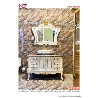 BỘ TỦ CHẬU LAVABO TÂN CỔ ĐIỂN NGỌC TÚ - NT CD-12-4 (DÁT VÀNG CAO CẤP)