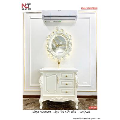 Tủ Lavabo Tân Cổ Điển Kèm Gương LED CD-80-2 (80x50cm)
