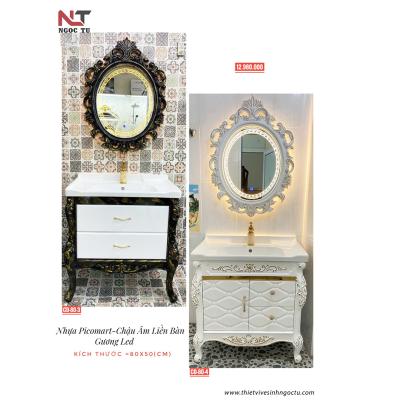 Tủ Lavabo Tân Cổ Điển Kèm Gương LED CD-80-3 / CD-80-4 (80x50cm)