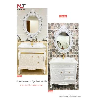 Tủ Lavabo Tân Cổ Điển CD-80-5 / CD-80-6 Kèm Gương Trang Trí (80x50cm)
