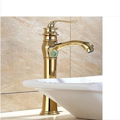 Vòi rửa mặt mạ vàng thân cao 8777C